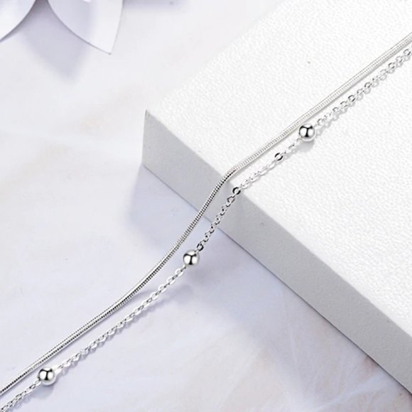 NEW 925 Sterling Silver Layered Bead Bracelet - Picture 5 of 9